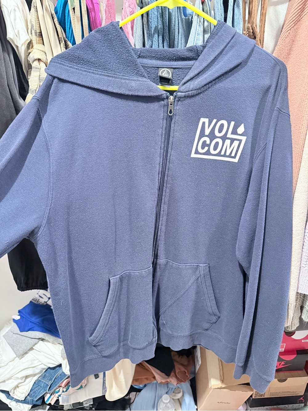 Volcom Navy Blue Zip-Up Hooded Jacket